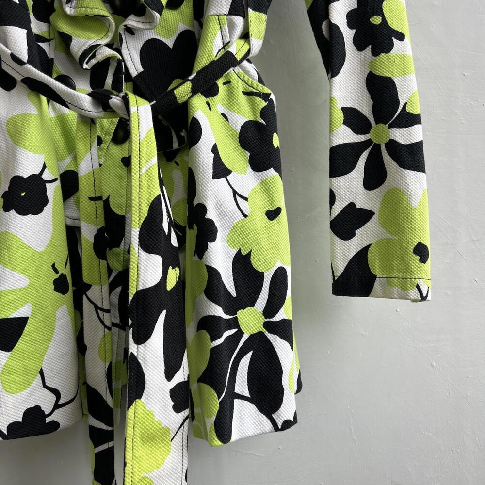 Joseph Ribkoff Women’s Floral Ruffle Jacket Coat Size 12 Green Black Y2K Artsy - Picture 10 of 15